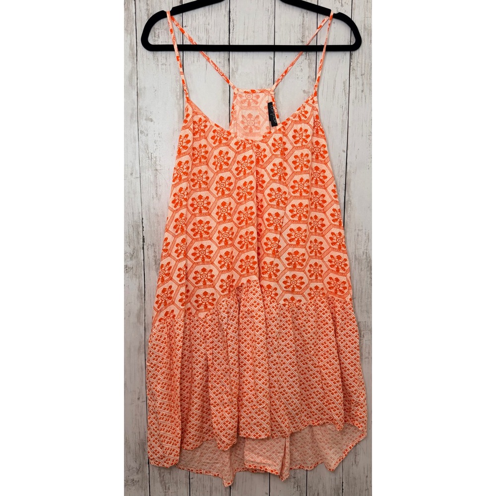 Topshop Orange Geometric Print Racerback Mini Dress Womens Size Medium Summer